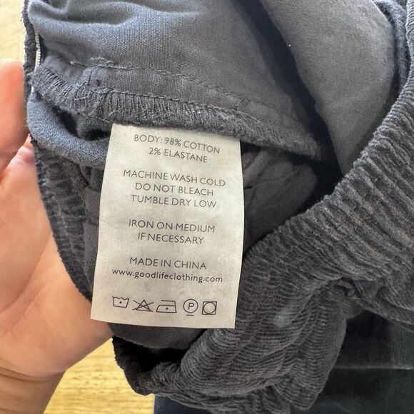 Goodlife Slim Fit Stretch Corduroy Black Short Elastic Waist Old Money Prep Lrg - Picture 9 of 13